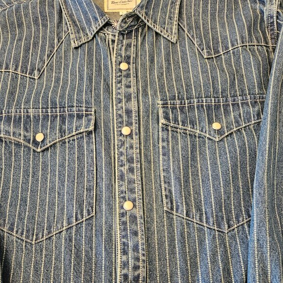 Striped Indigo Western Shirt - Size L - Picture 4 of 8